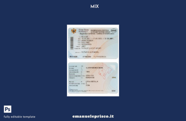modello di certificato di immatricolazione del veicolo in stile verificato del M